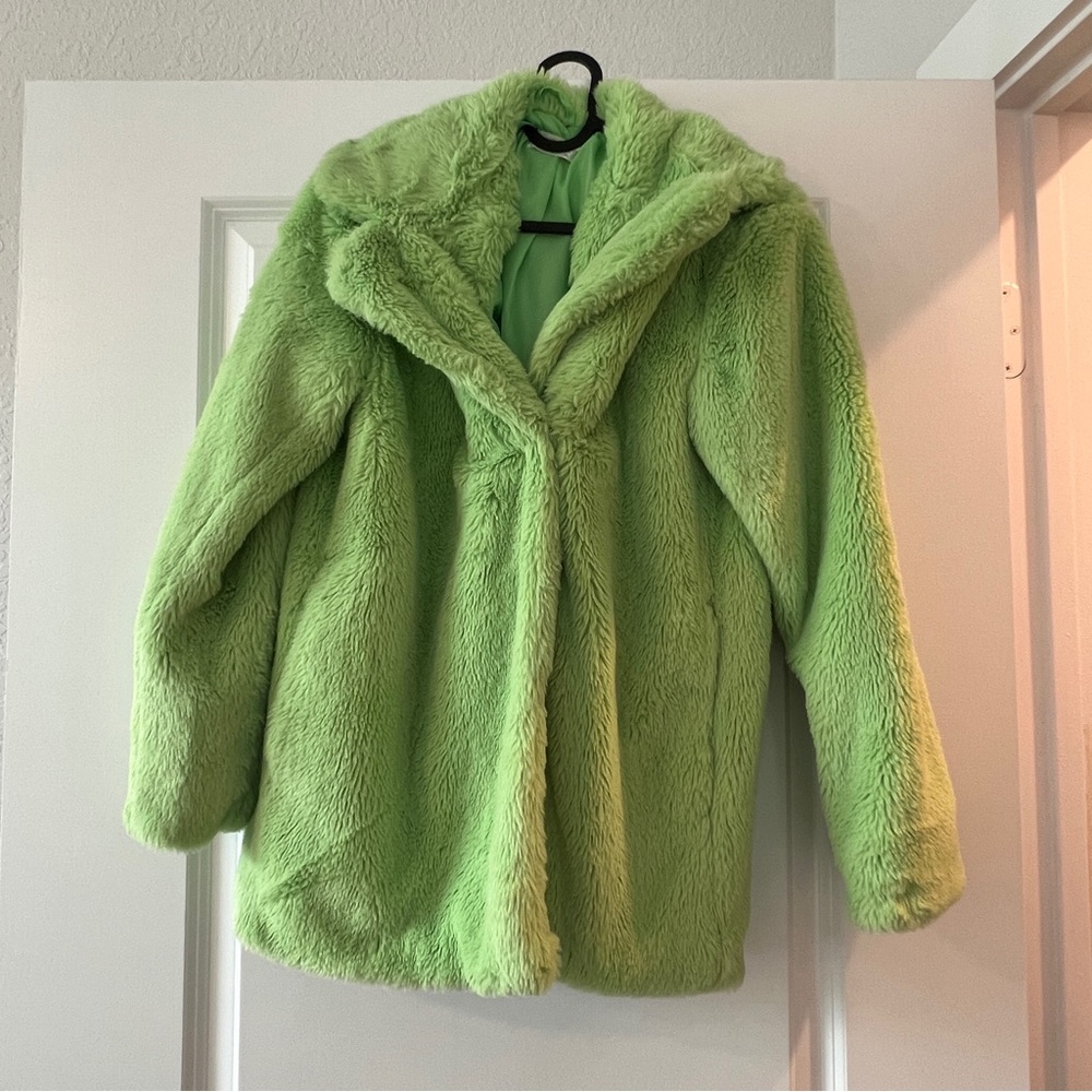 H&M Green Fluffy Coat